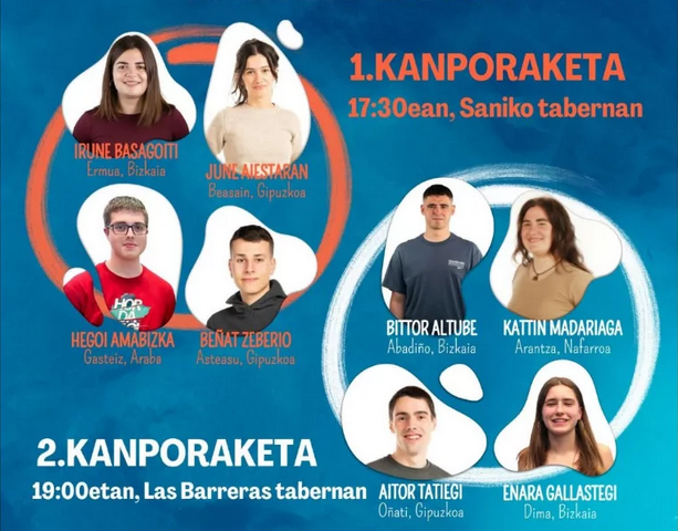 Abra Saria larunbatean Algortan, zortzi bertsolari gazterekin