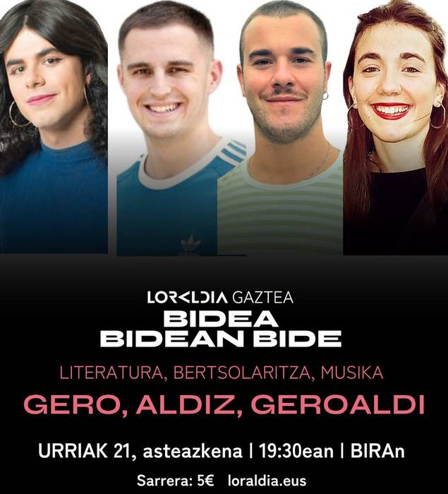Lau gazte sortzaile oholtzan geroari hitzak eta doinuak jarriz